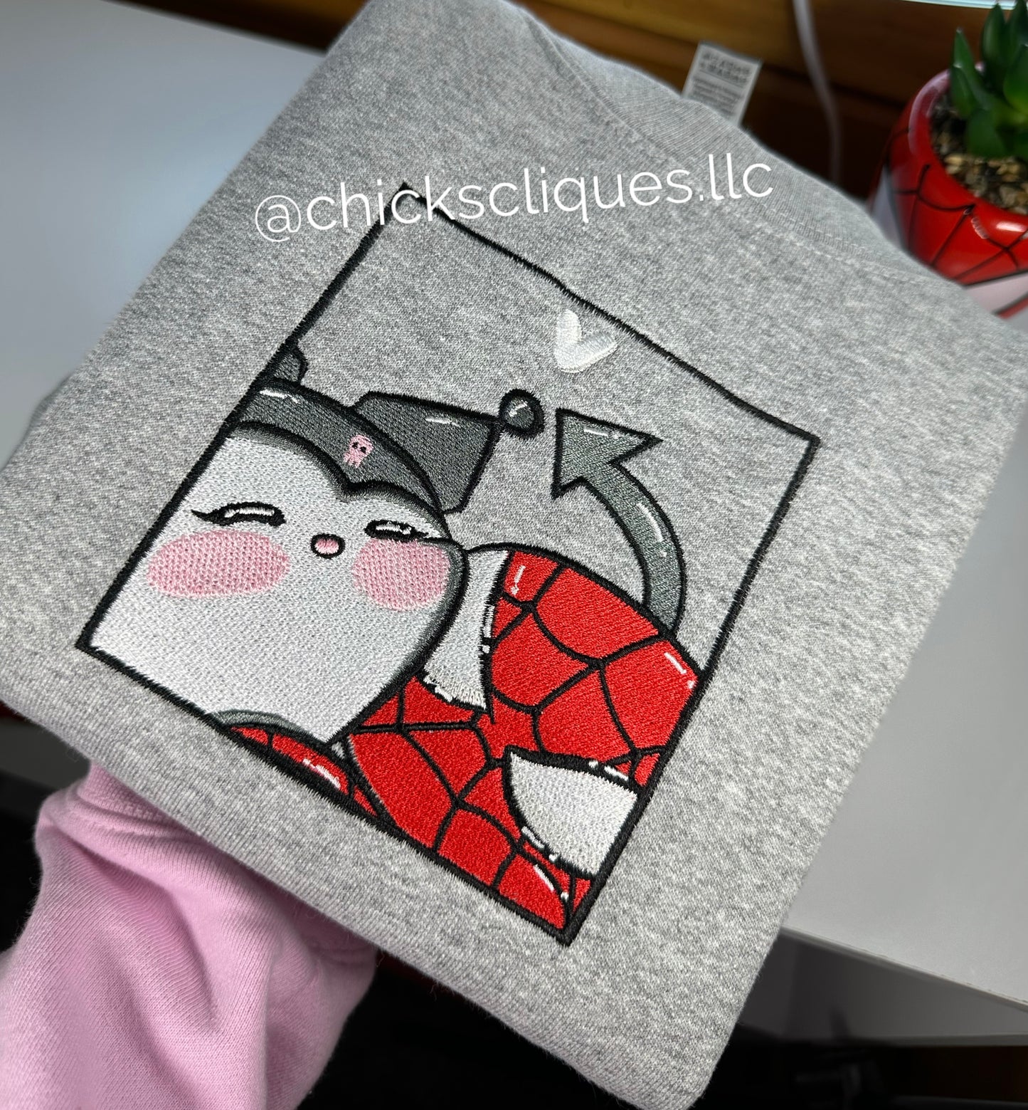 Kuromi x Spider Squished Frame Embroidery Crewneck Sweatshirt