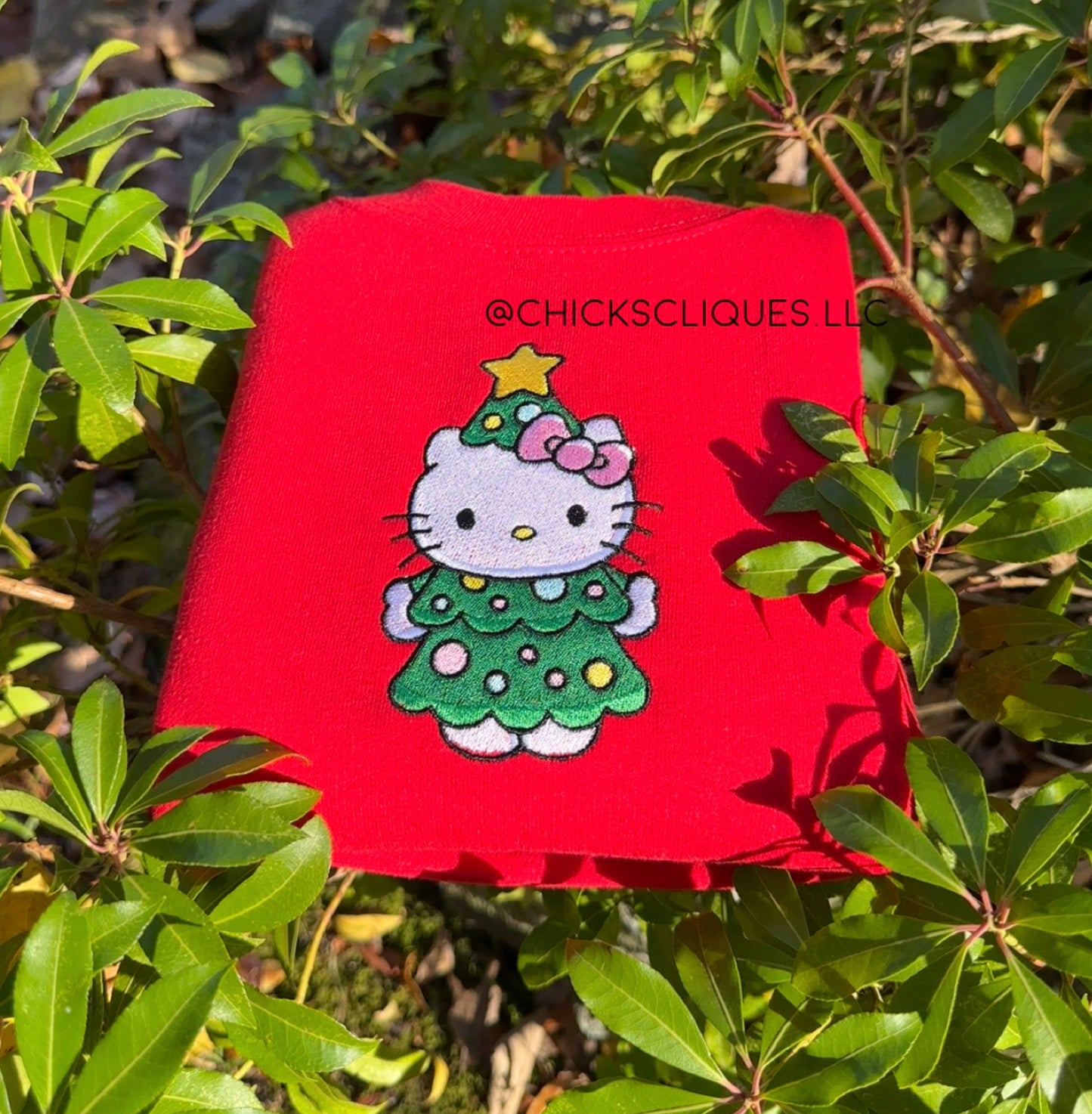 Kitty x Tree Christmas Embroidery Crewneck Sweatshirt