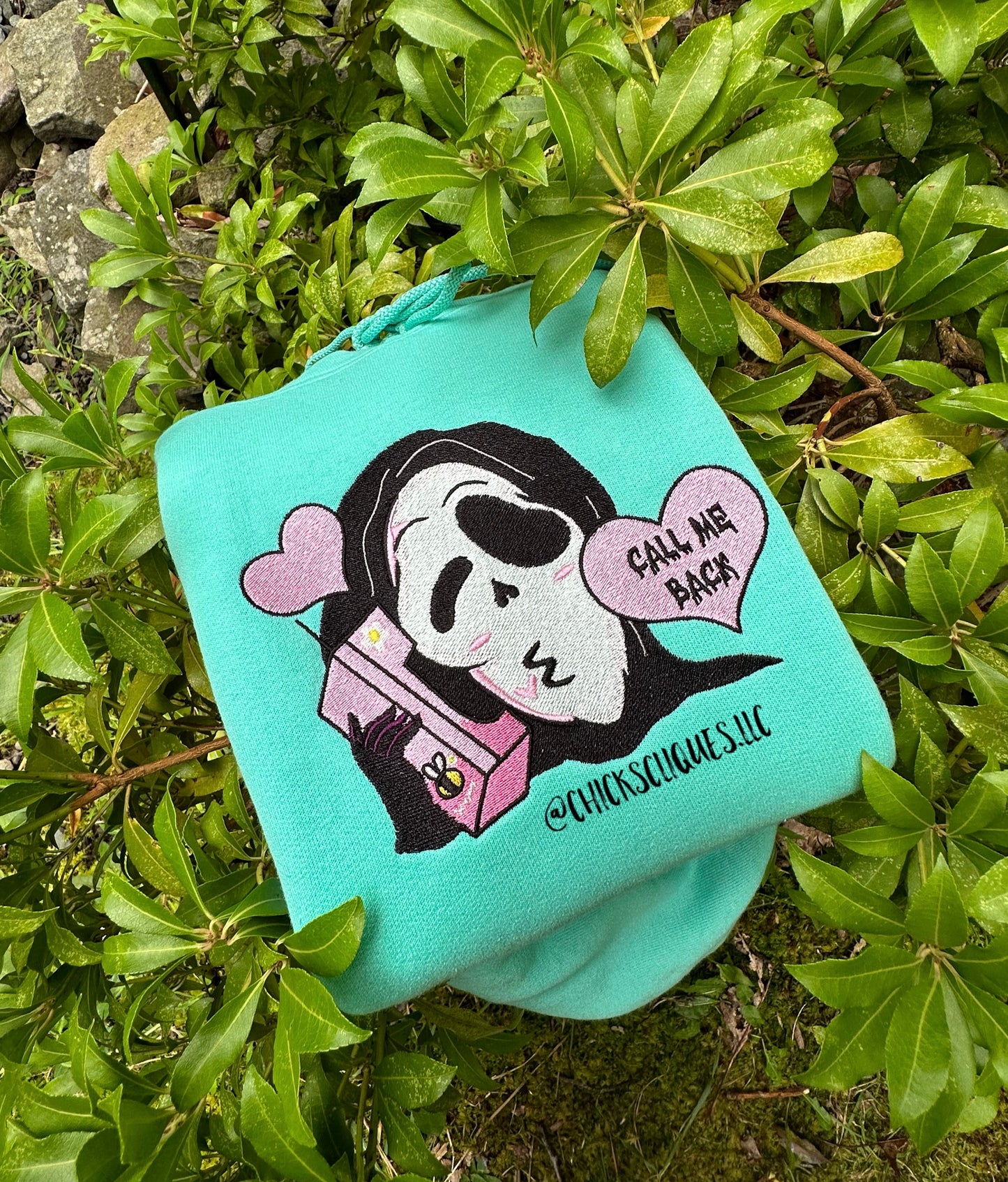 Ghost Face Call Me Back Phone Embroidery Crewneck Sweatshirt