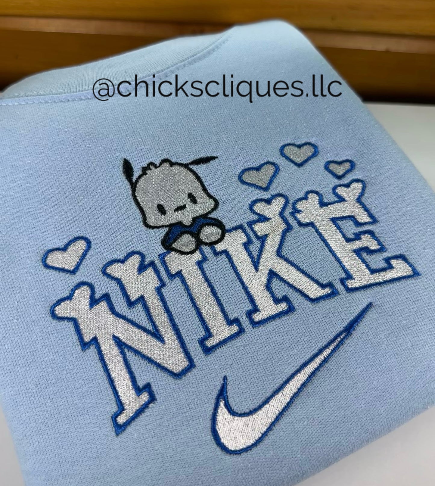 Pochacco x Check Hearts Lover Embroidery Crewneck Sweatshirt