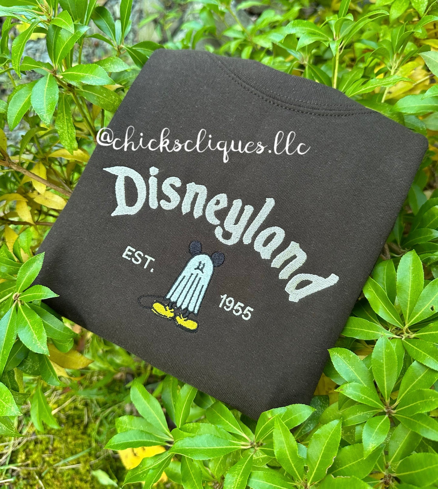 Glow In The Dark Mouse Ghost Est. 1955 Halloween Embroidery Crewneck Sweatshirt