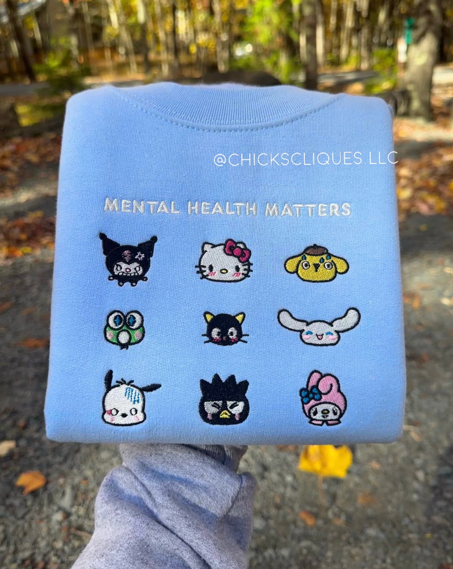 Mental Health Matters Friends Embroidery Crewneck Sweatshirt