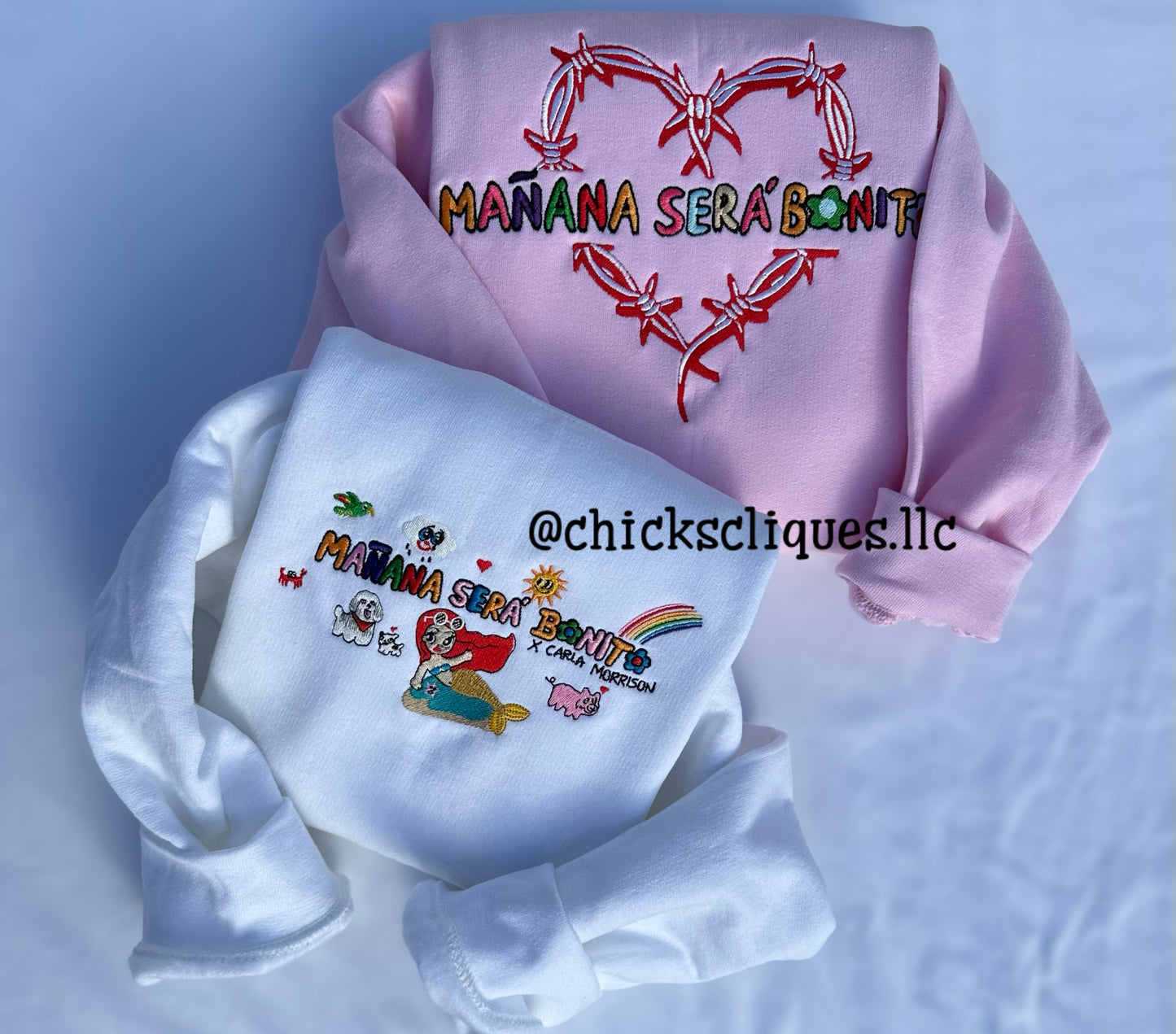 Mañana Será Bonito Karol G Heart 8x10 Embroidery Crewneck Sweatshirt