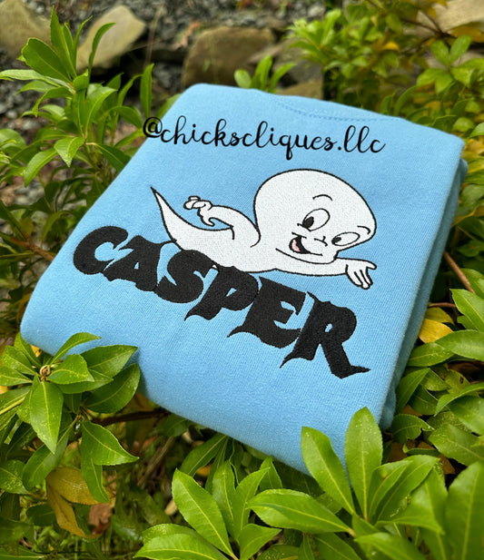 Casper The Friendly Ghost Halloween Embroidery Crewneck Sweatshirt