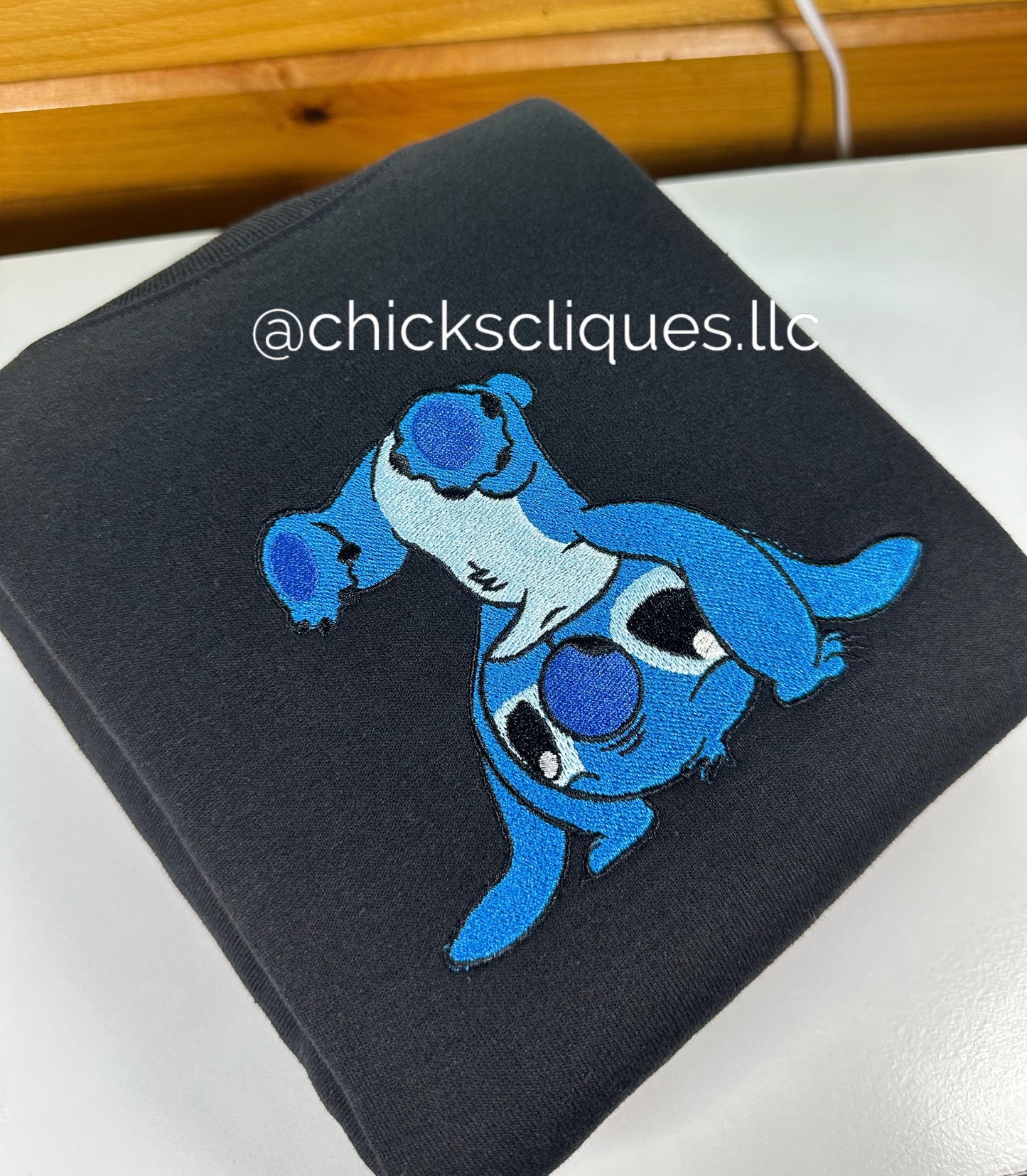 Stitch Upside Down Embroidery Crewneck Sweatshirt