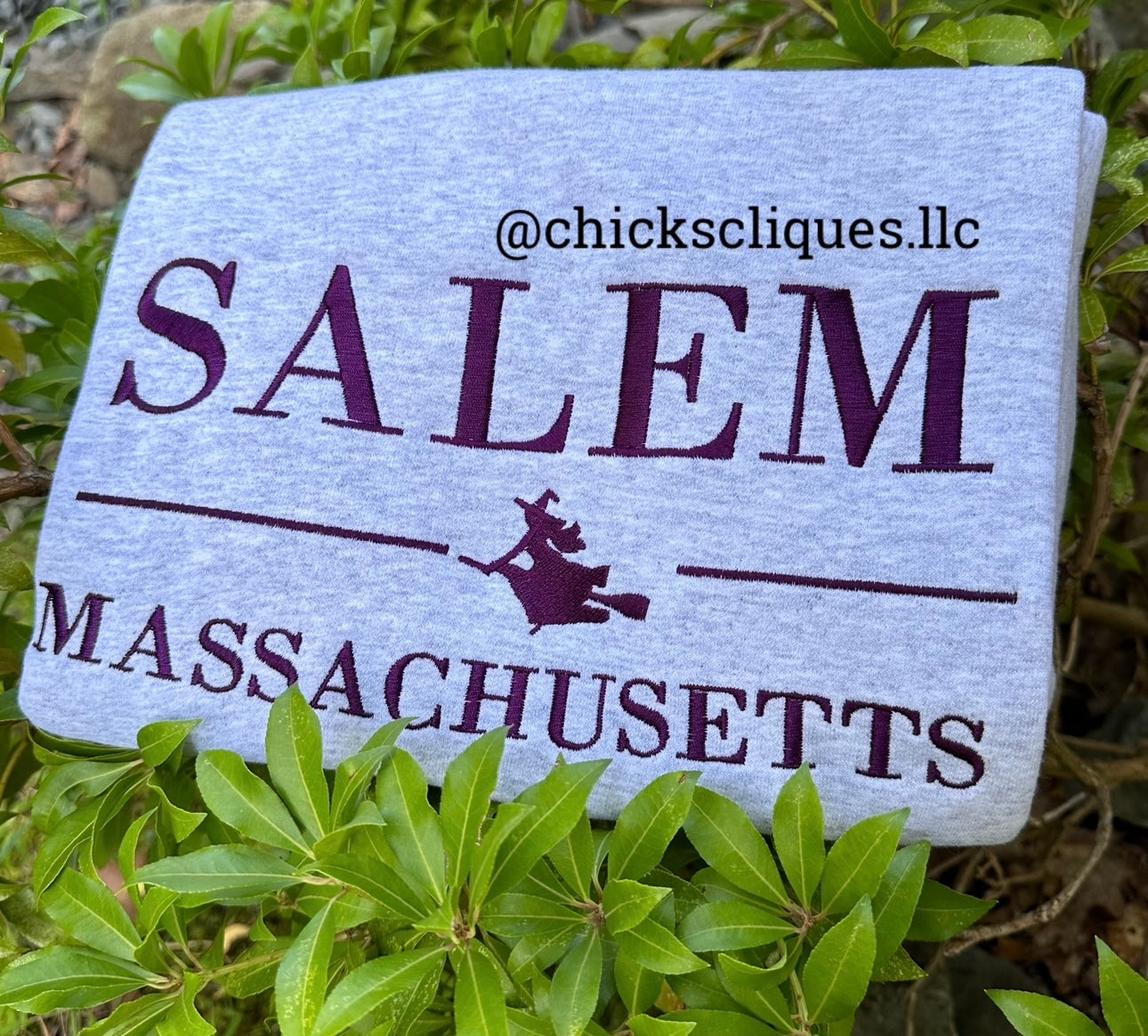 Salem Massachusetts Witch Halloween 8x10 Embroidery Crewneck Sweatshirt