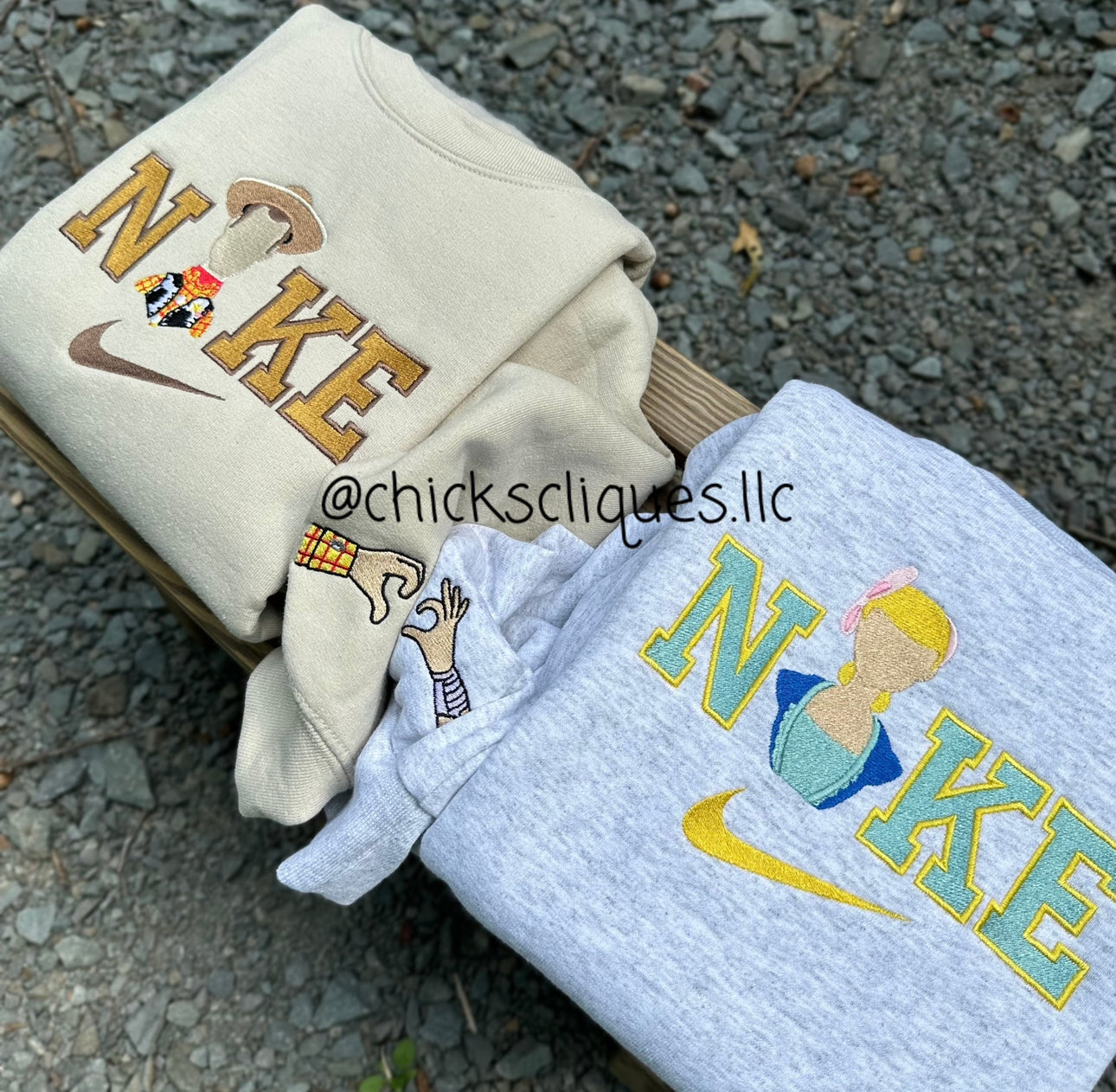Bo Peep and Woody Toy Story With Sleeve Couples Embroidery Crewneck Sweatshirt