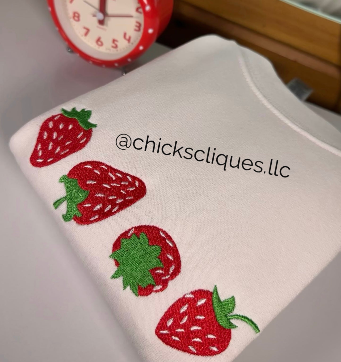 Strawberry Row Embroidery Crewneck Sweatshirt