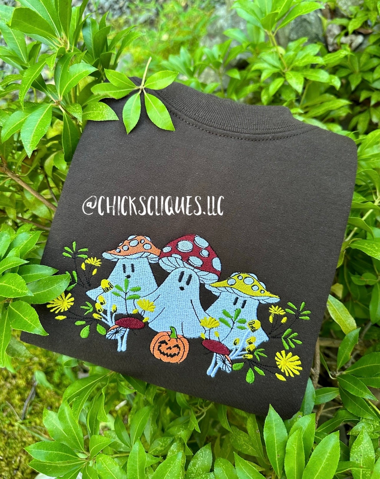 Mushroom Ghost Embroidery Crewneck Sweatshirt