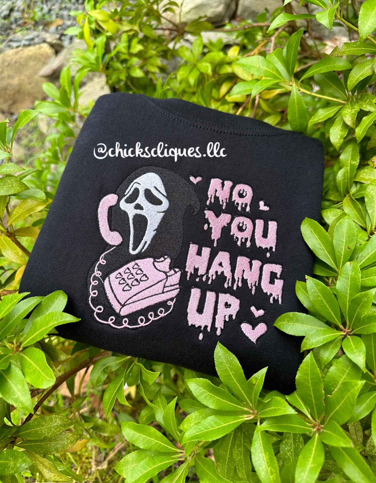 Ghost Face No You Hang Up Embroidery Crewneck Sweatshirt