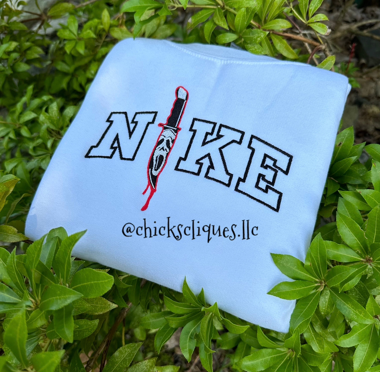 Ghost Knife x Drip Check Embroidery Crewneck Sweatshirt