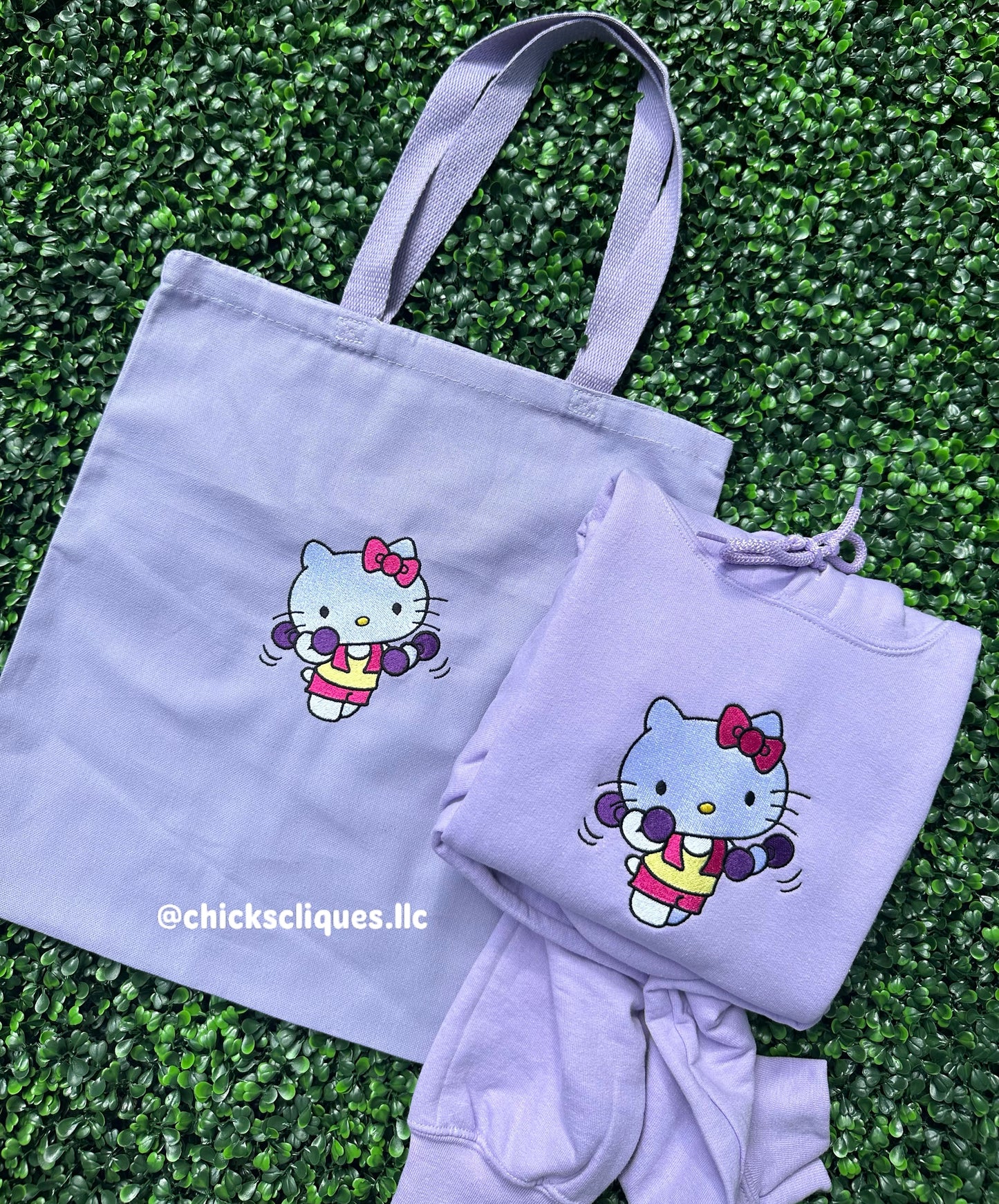 Gym Kitty Embroidery Hooded Sweatshirt