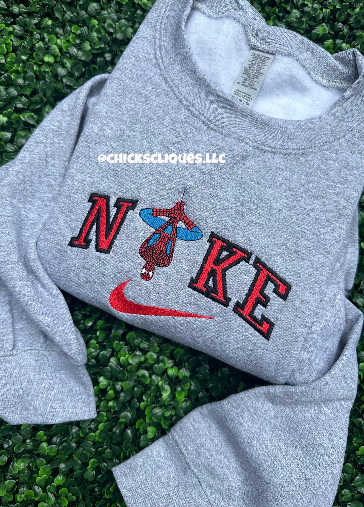 Spider Hanging x Check Embroidery Crewneck Sweatshirt