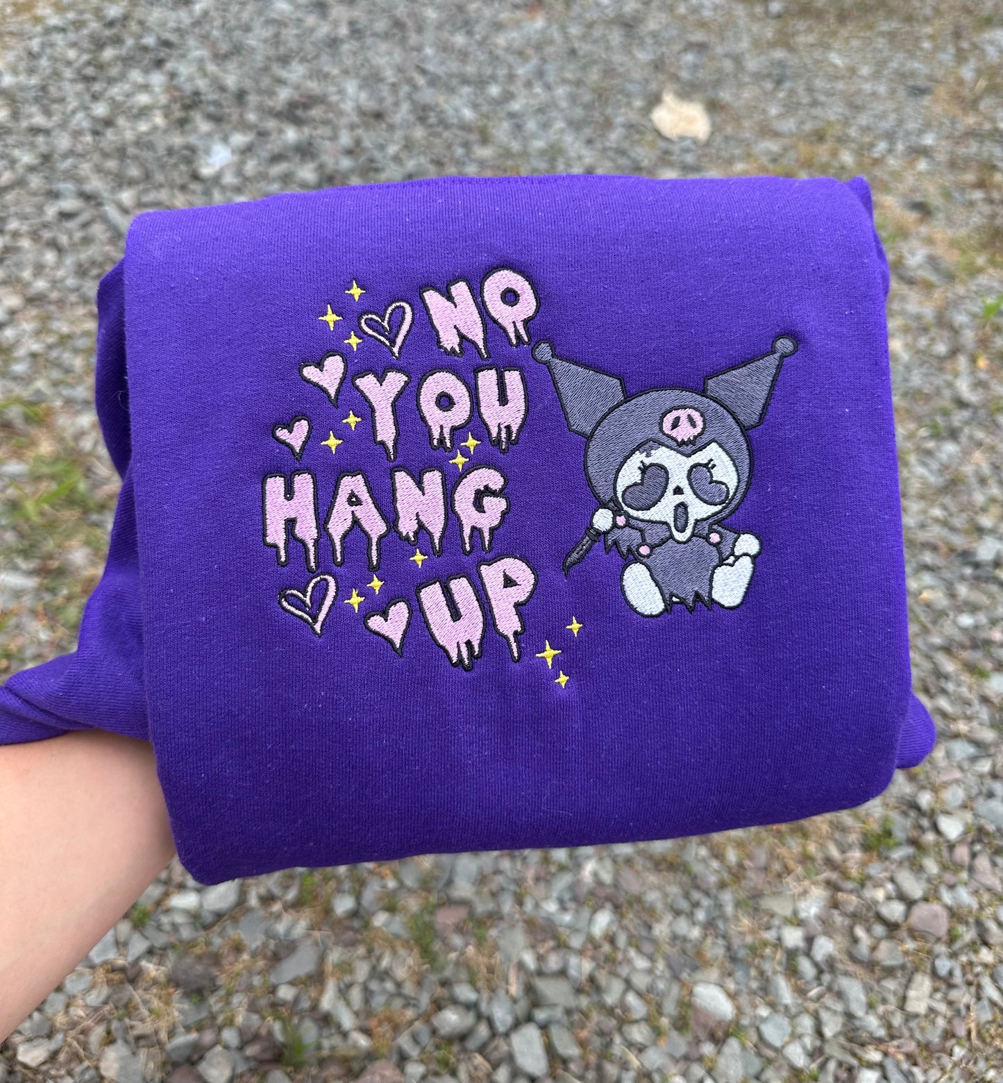 Kuromi x Ghost No You Hang Up 8x10 Embroidery Crewneck Sweatshirt