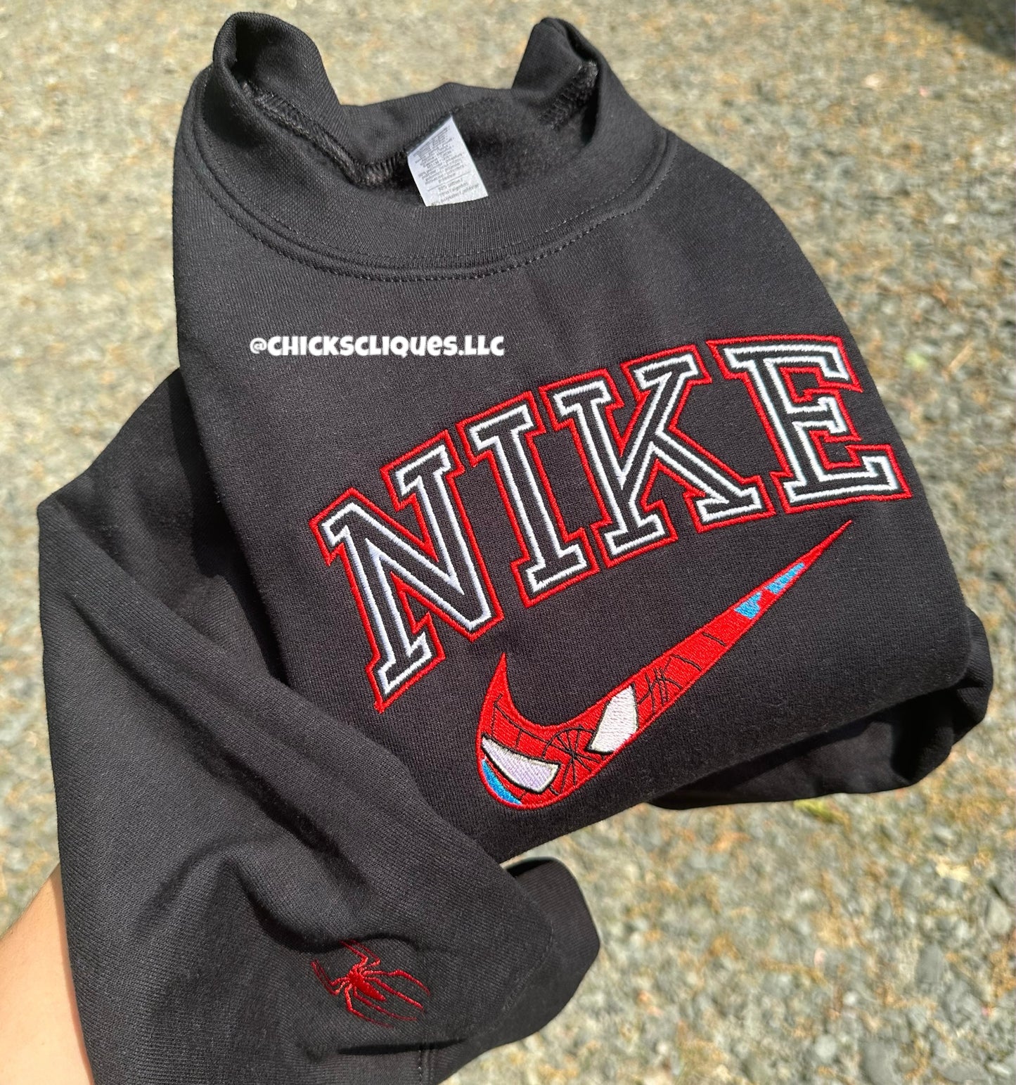 Spider Double Logo With Sleeve Embroidery Crewneck Sweatshirt