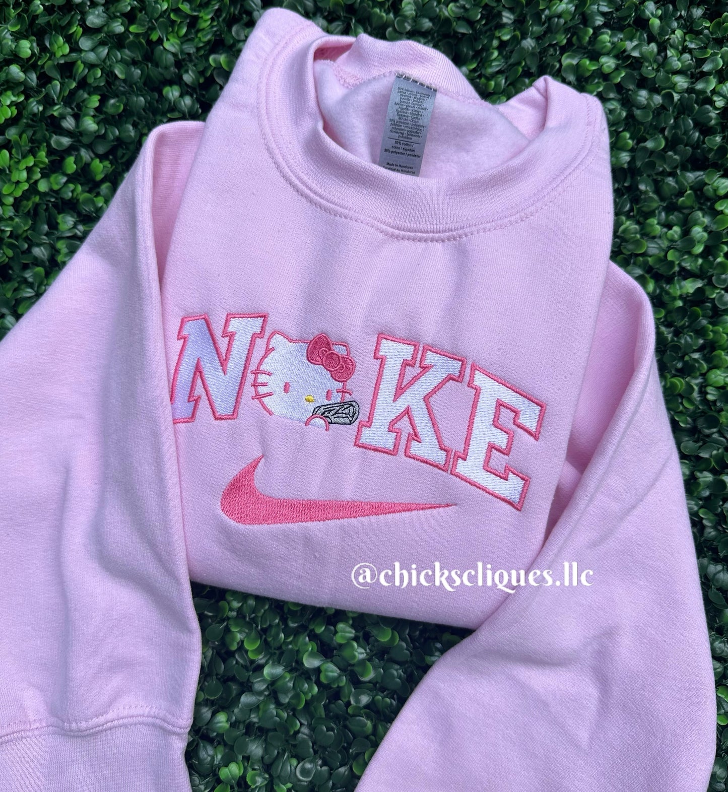 Kitty Pow x Check Embroidery Crewneck Sweatshirt
