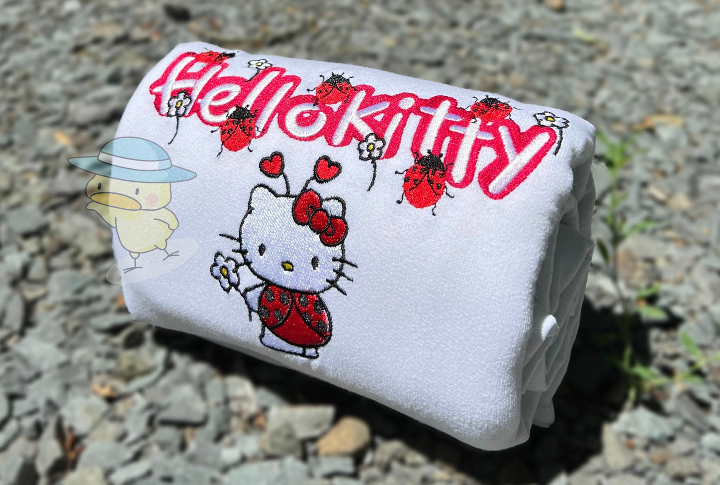 Kitty Flower Lady Bug Summer Y2K Embroidery Crewneck Sweatshirt