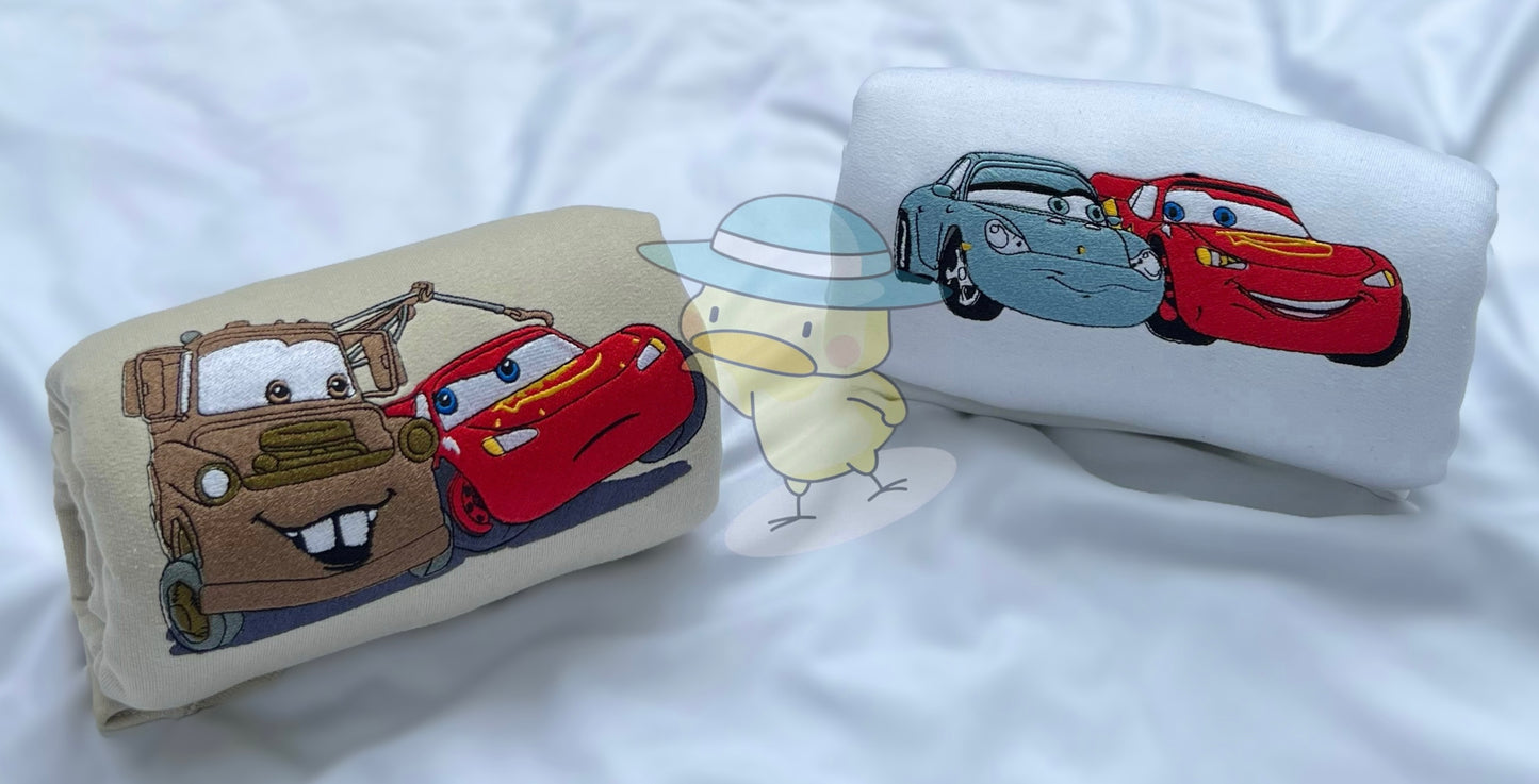Cars Animation Embroidery Crewneck Sweatshirt