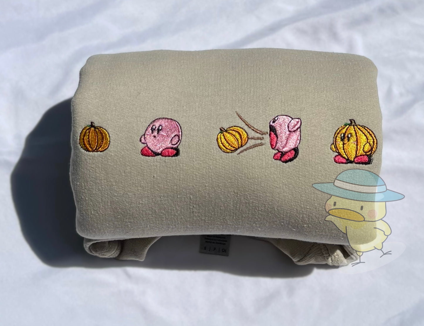 Kirby Halloween Pumpkin Embroidery Crewneck Sweatshirt