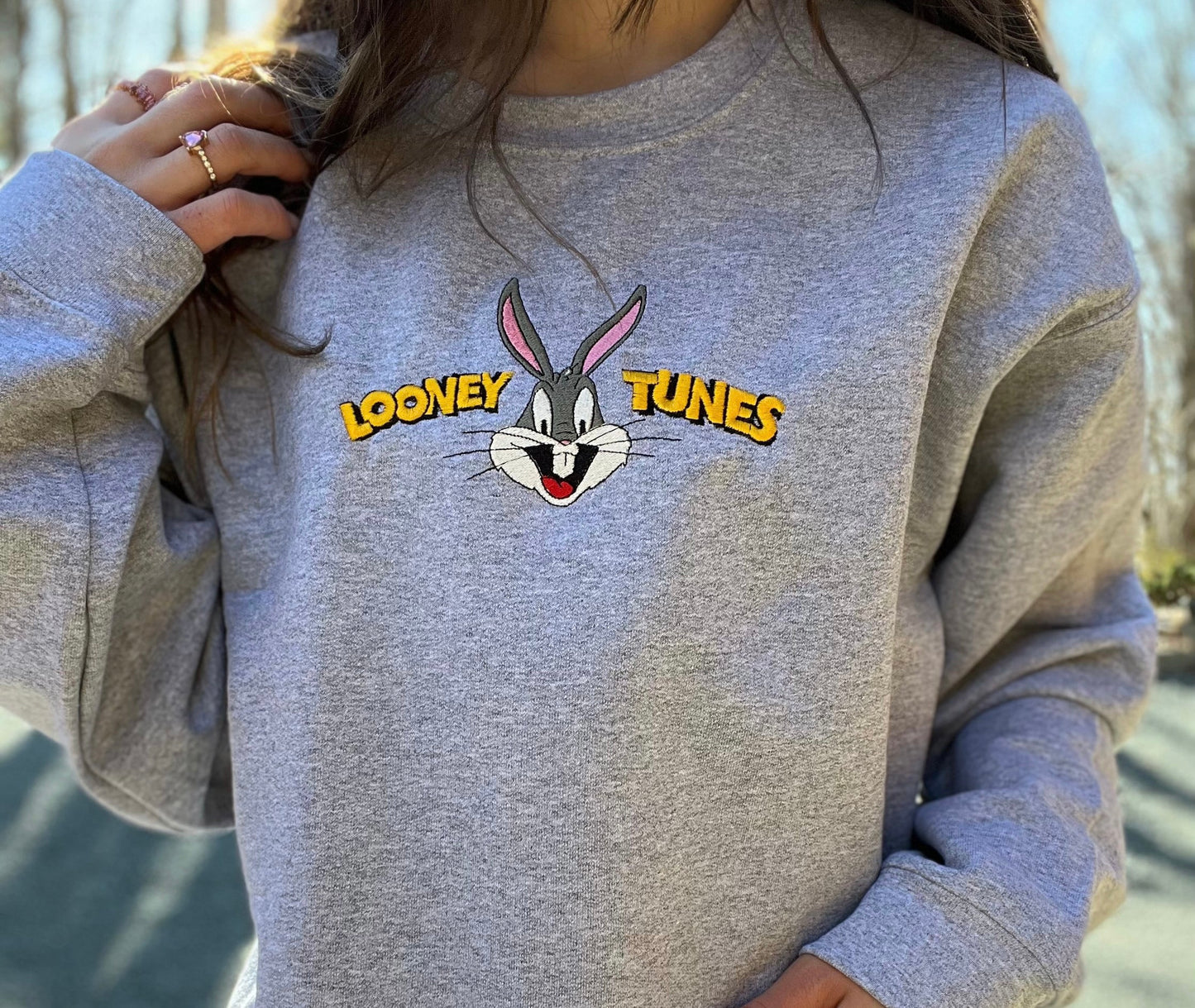 Bunny Animation Embroidery Crewneck Sweatshirt