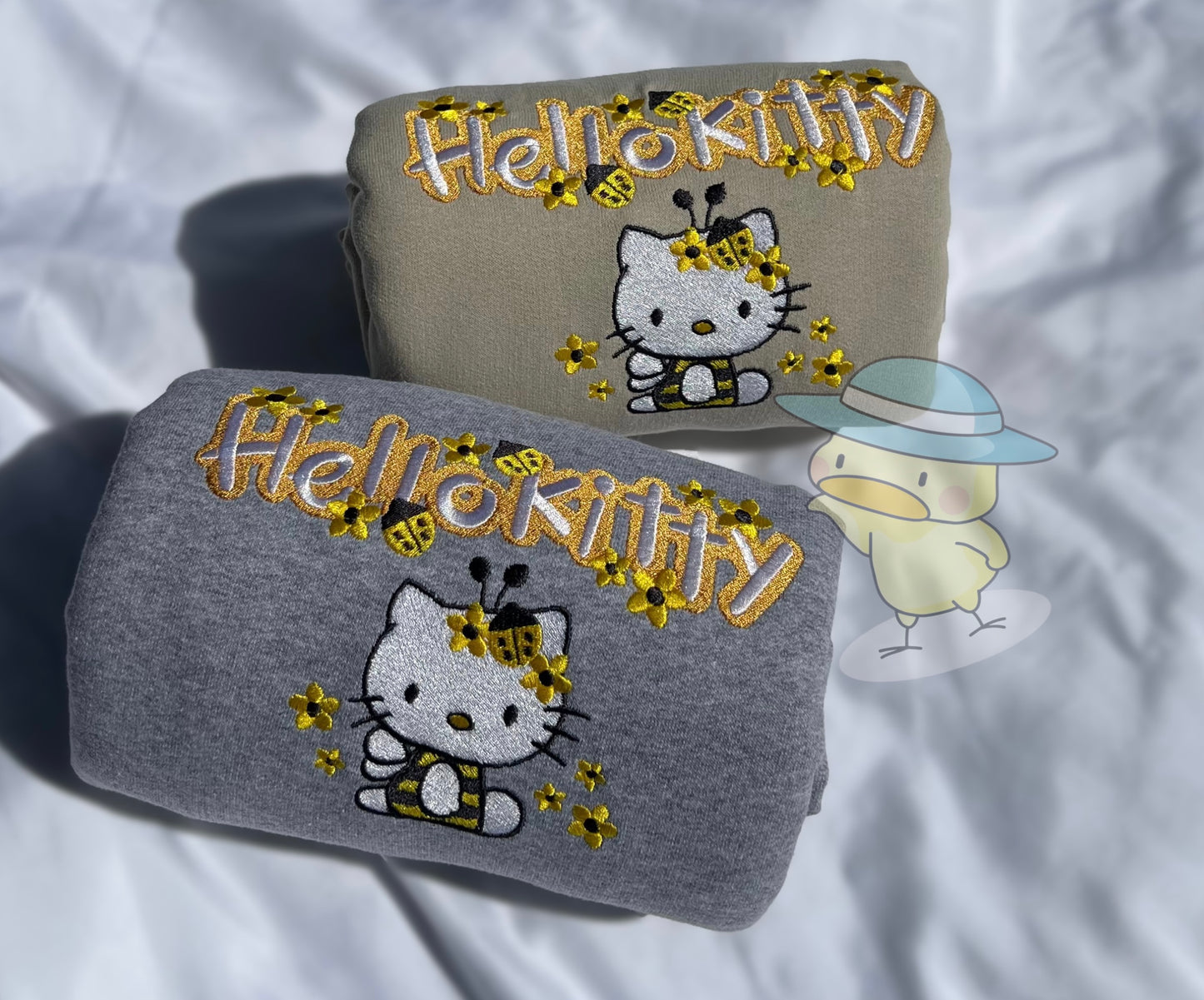 Kitty Flower Honey Bee Summer Y2K Embroidery Crewneck Sweatshirt