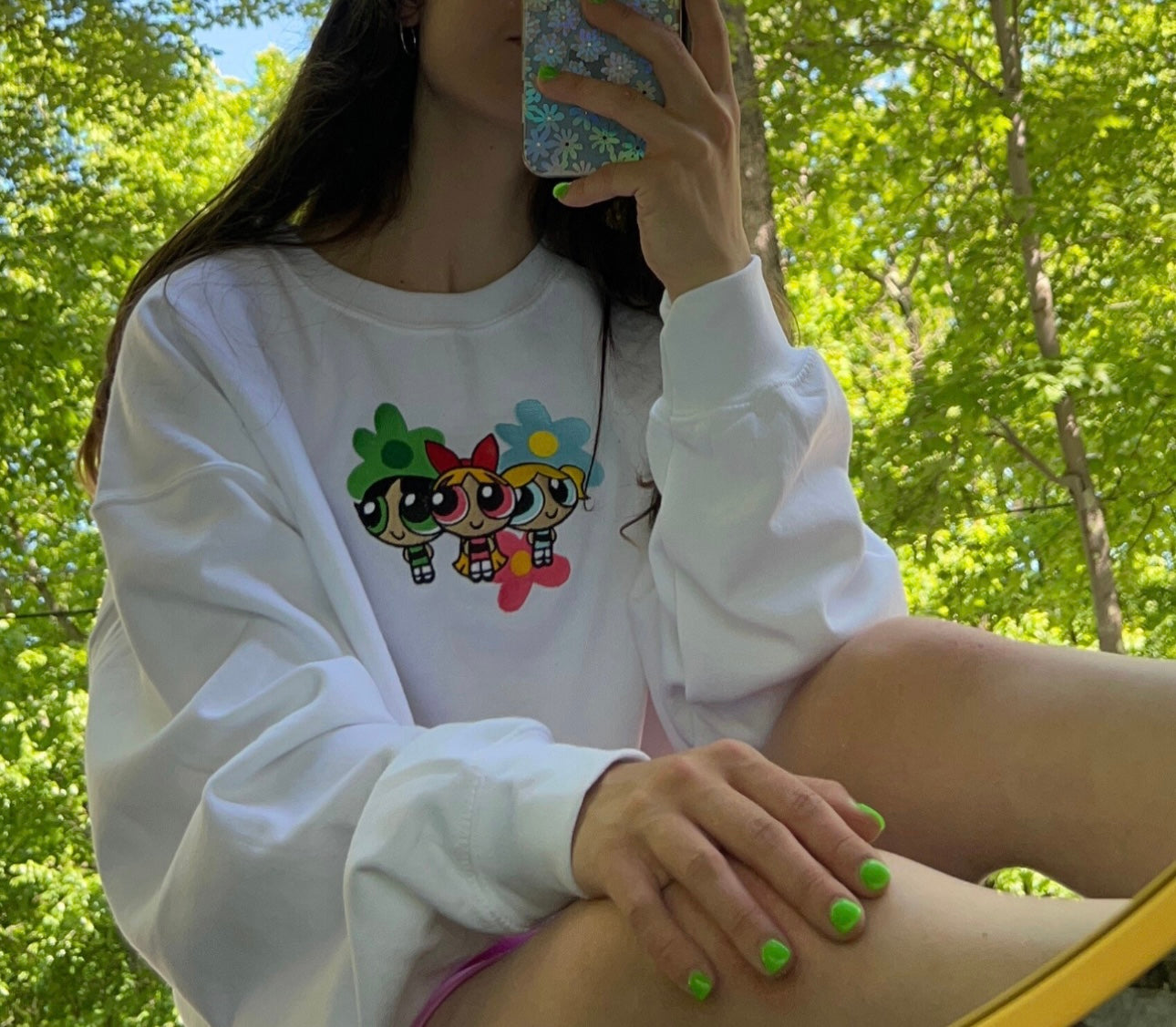 PPGs x Flower Power Animation Embroidery Crewneck Sweatshirt