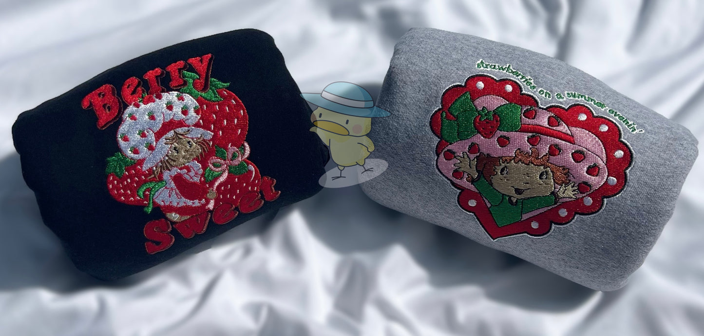 Strawberries on a Summer Evenin' Vintage Embroidery Crewneck Sweatshirt