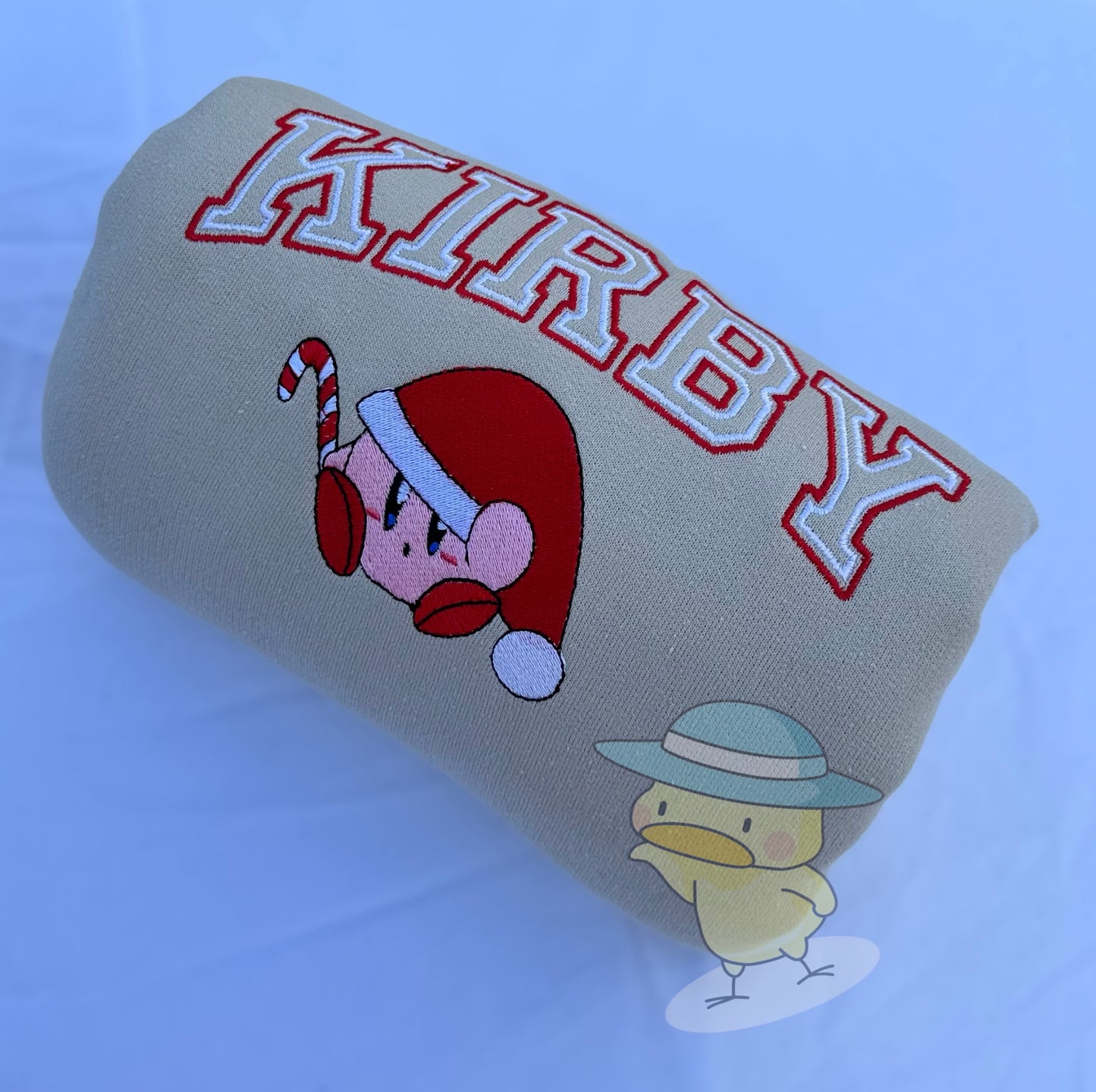 Kirby Outline Christmas Embroidery Crewneck Sweatshirt