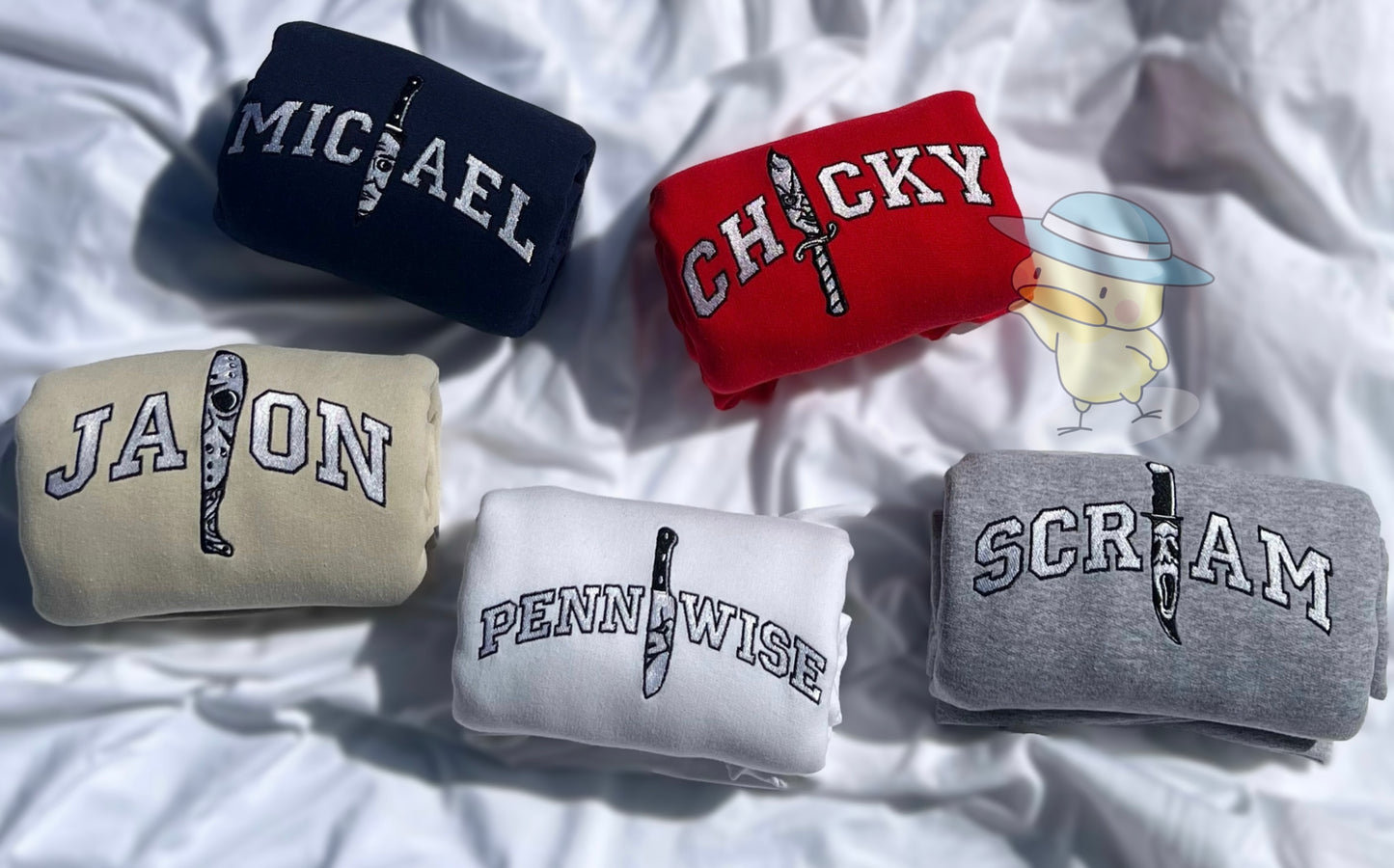 Chucky Halloween Knife Embroidery Crewneck Sweatshirt