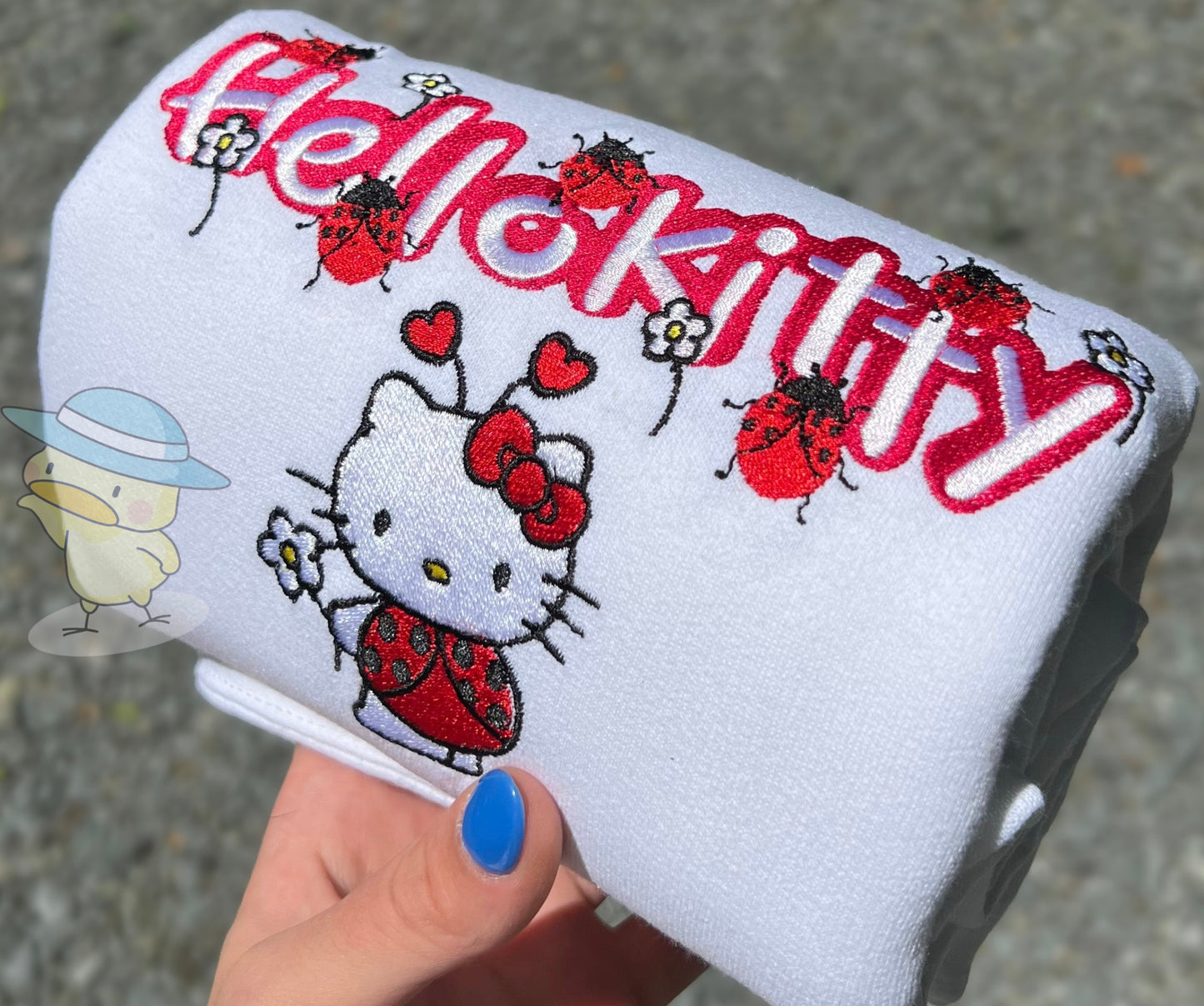 Kitty Flower Lady Bug Summer Y2K Embroidery Crewneck Sweatshirt