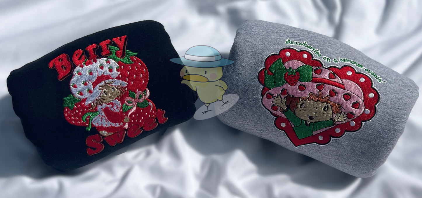 Berry Sweet Strawberry Vintage Embroidery Crewneck Sweatshirt