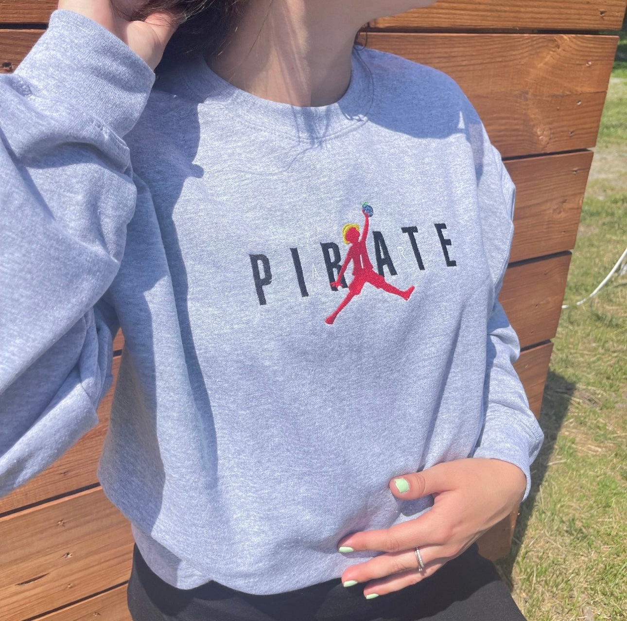 Anime Pirate Air Embroidery Crewneck Sweatshirt