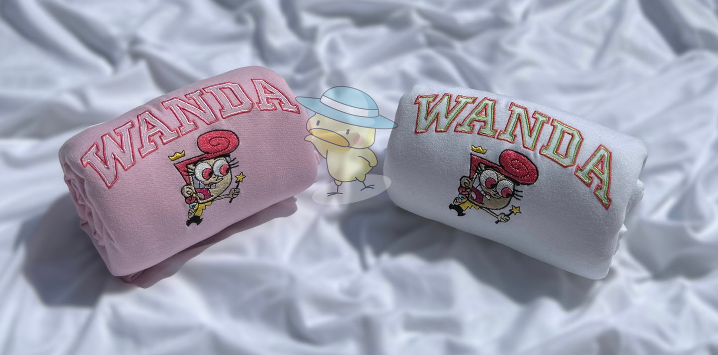 Fairy Wanda Outline Couples Embroidery Crewneck Sweatshirt