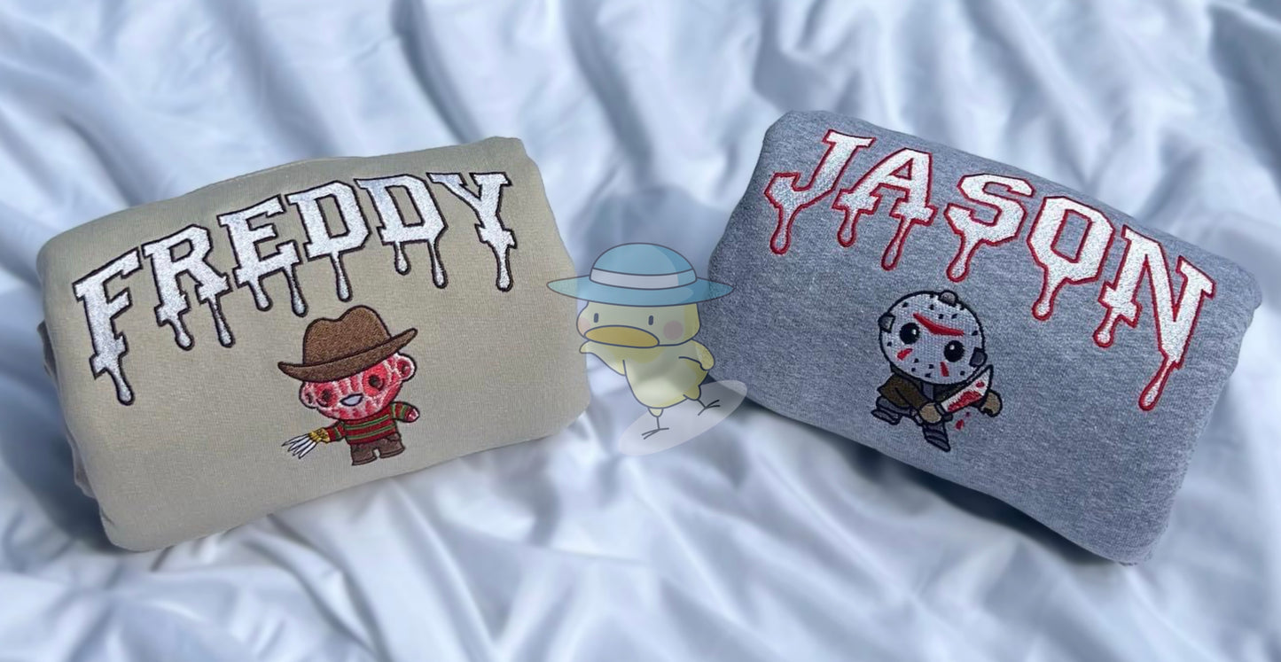Freddy Halloween Drip Embroidery Crewneck Sweatshirt