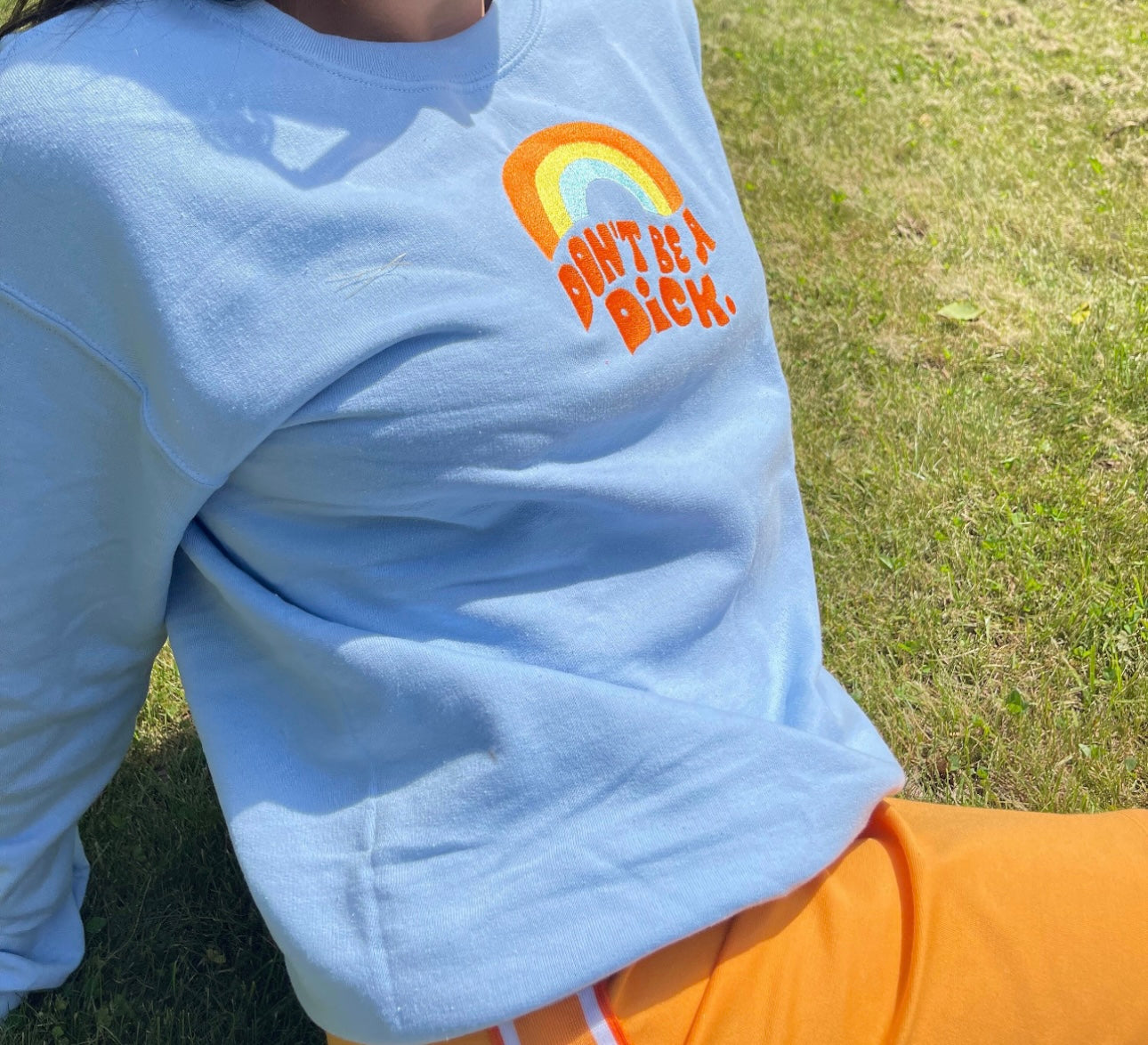 Don’t Be A Retro Rainbow Embroidery Crewneck Sweatshirt