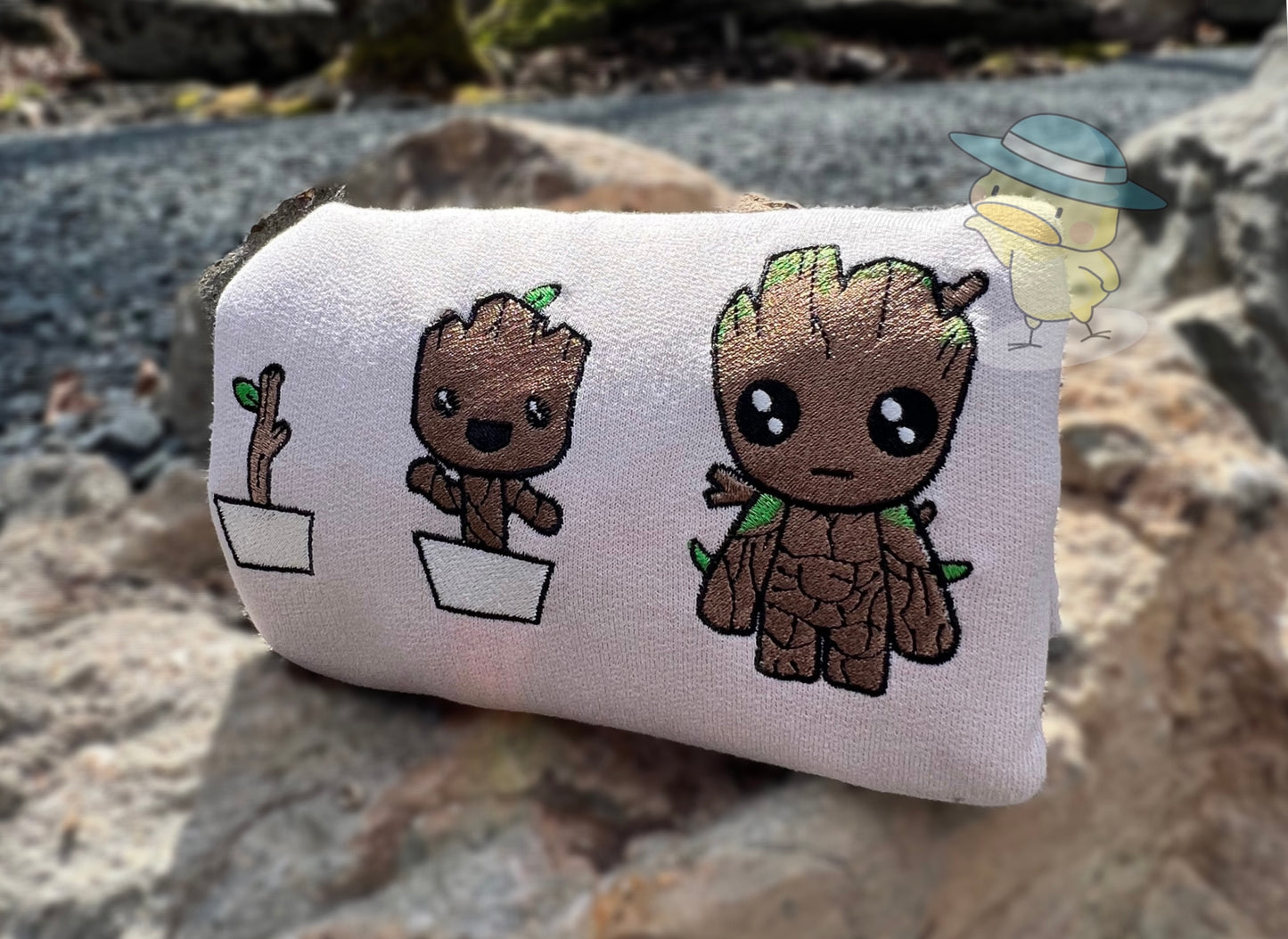 Chibi Plant Guardians of the Galaxy Vintage Embroidery Crewneck Sweatshirt
