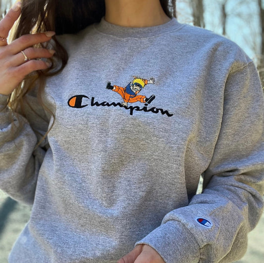 Anime x Champion Embroidery Crewneck Sweatshirt