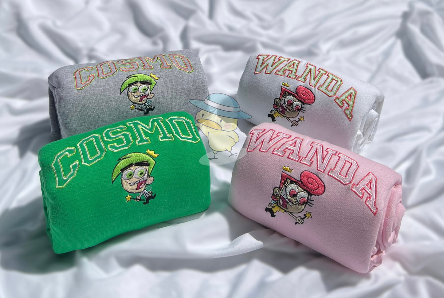 Fairy Wanda Outline Couples Embroidery Crewneck Sweatshirt