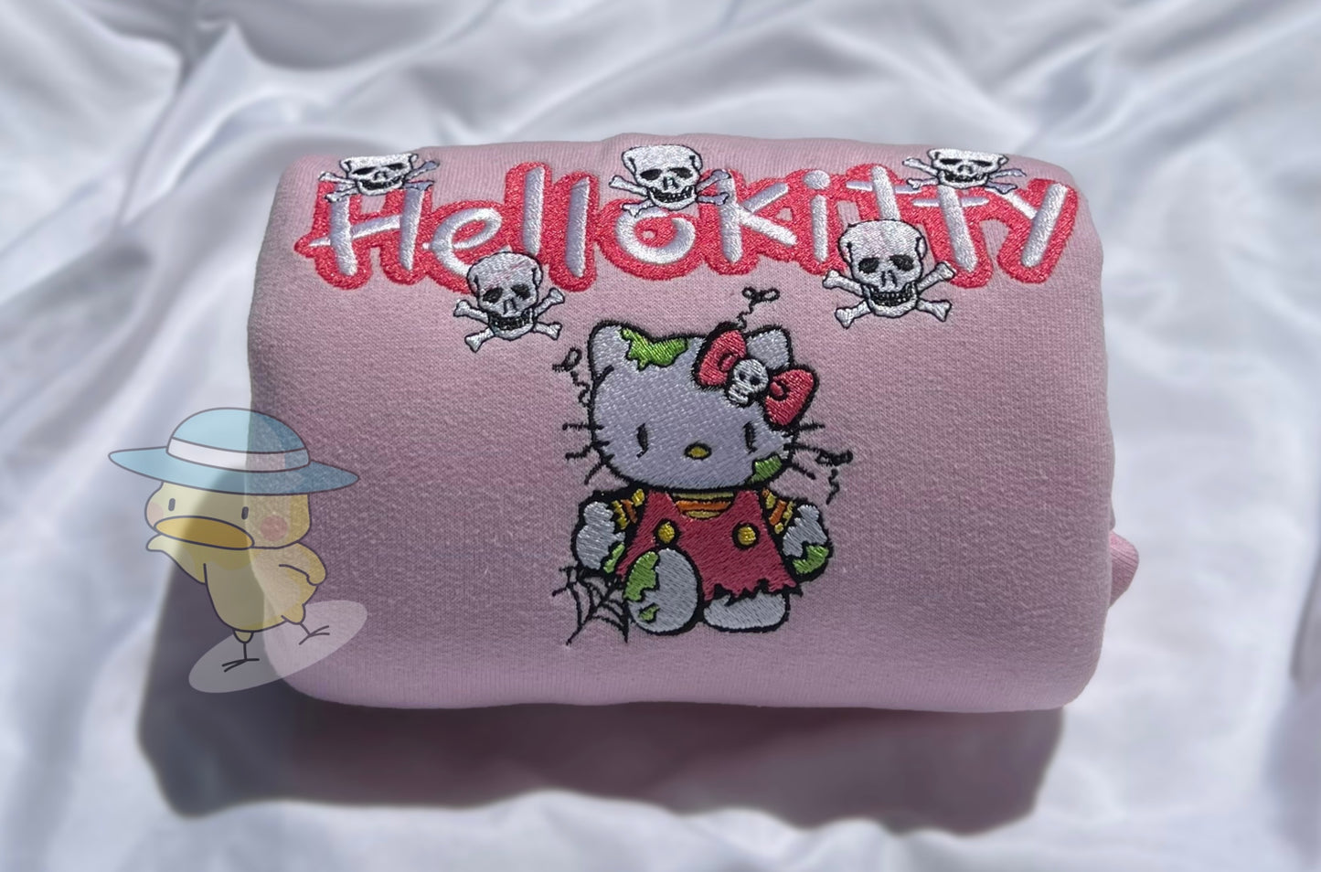 Kitty Zombie Halloween Y2K Embroidery Crewneck Sweatshirt