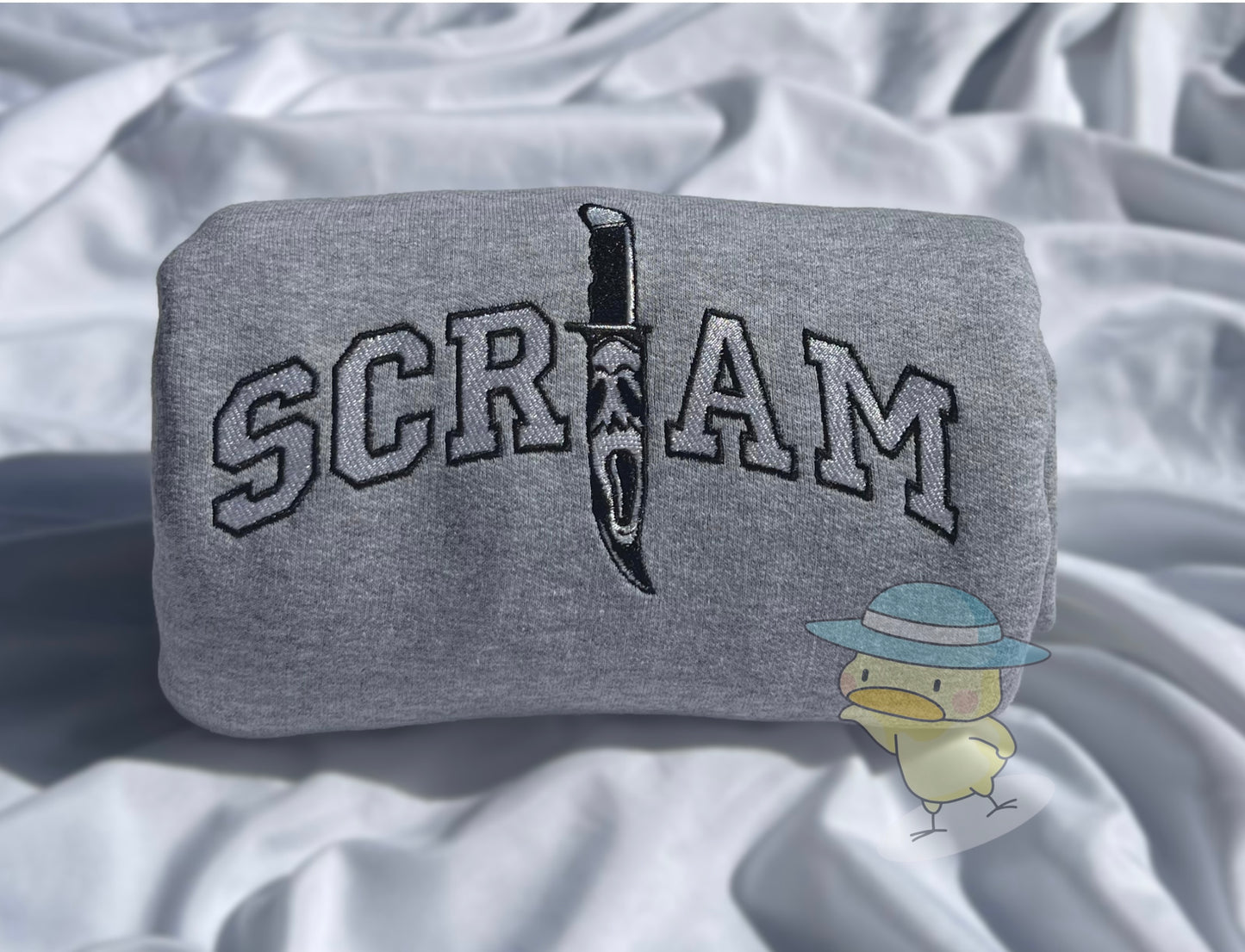 Ghost Face Halloween Knife Embroidery Crewneck Sweatshirt