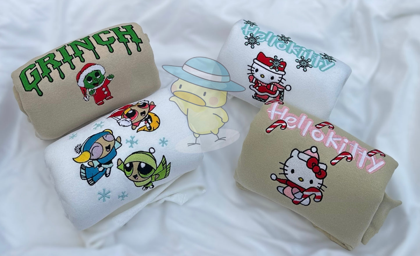 Chibi Christmas Drip Embroidery Crewneck Sweatshirt