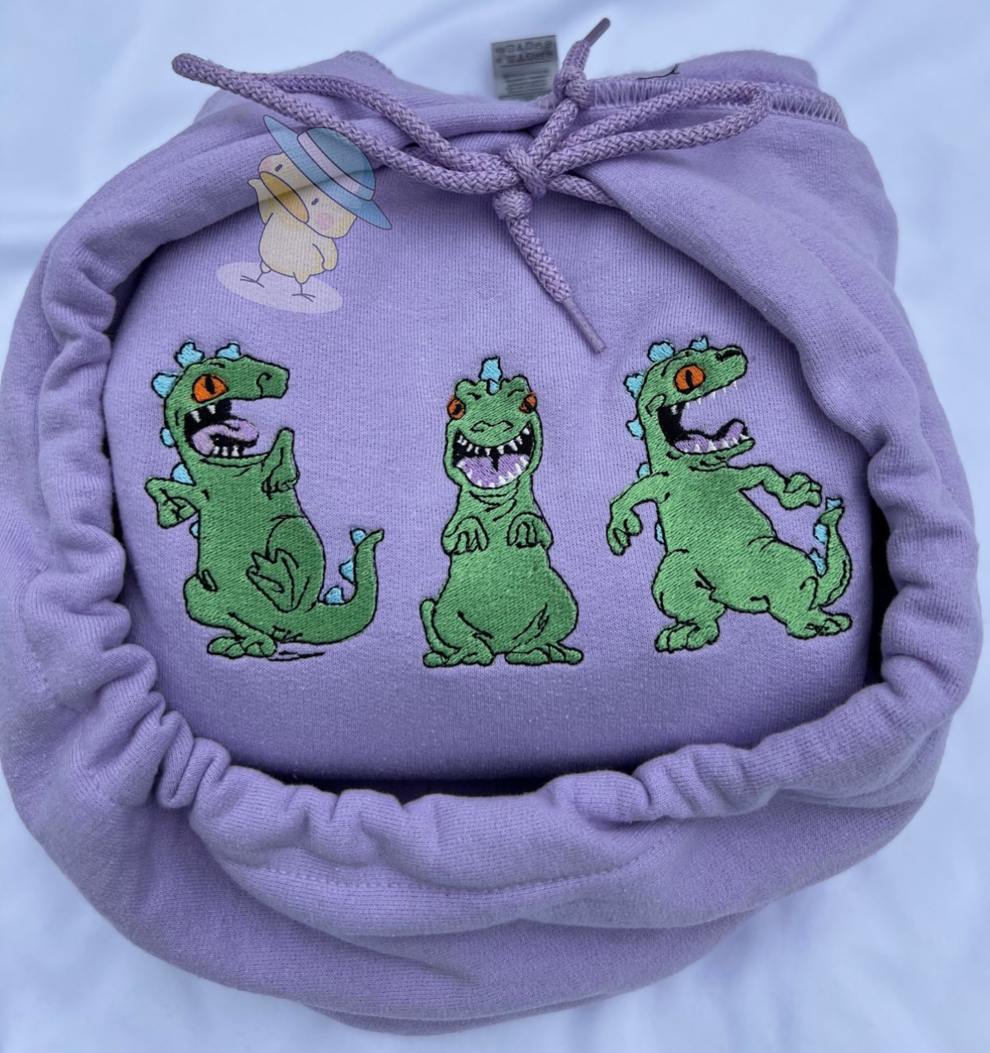 Dinosaur Trio Embroidery Hooded Sweatshirt