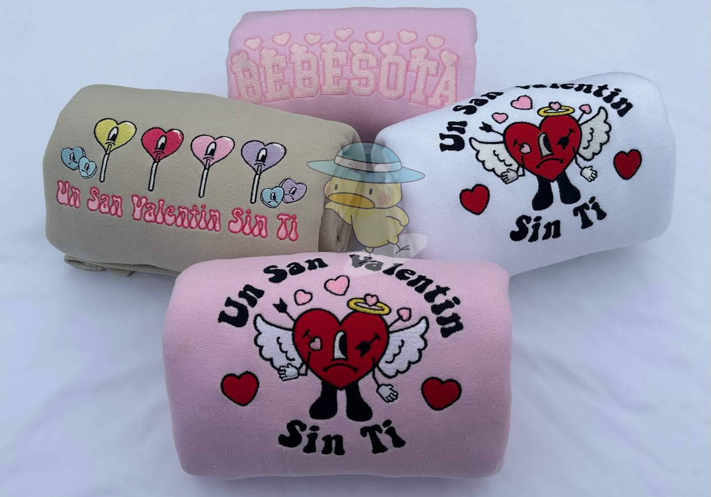 Bebesota Hearts Embroidery Crewneck Sweatshirt