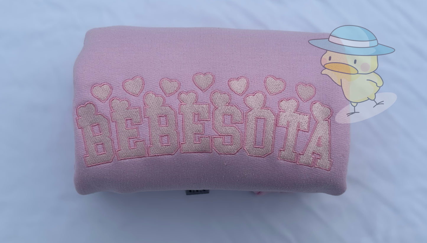 Bebesota Hearts Embroidery Crewneck Sweatshirt
