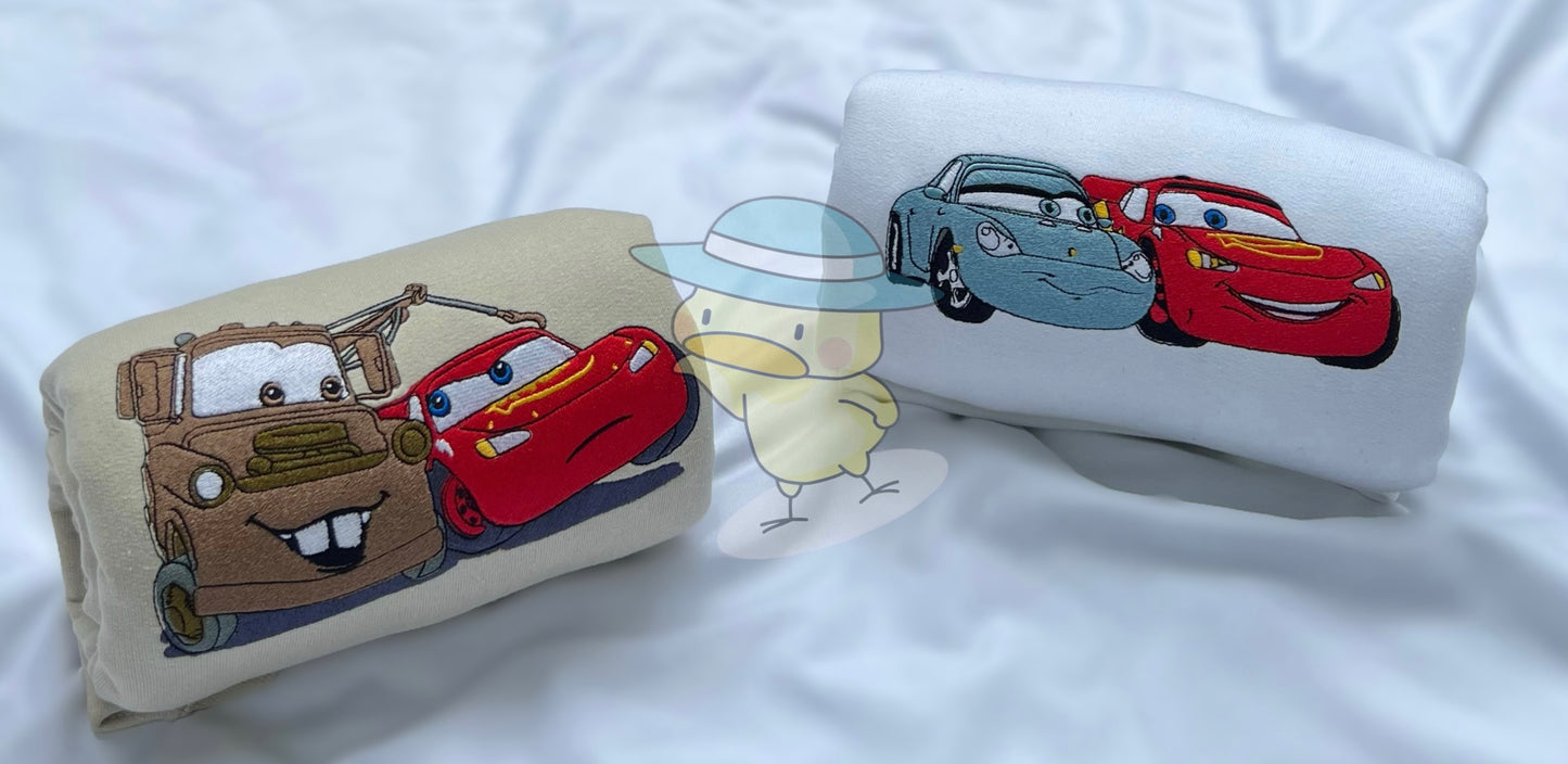 Cars Animation Embroidery Crewneck Sweatshirt