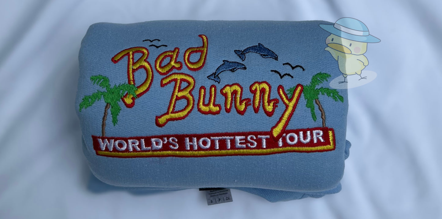Bad Bunny Worlds Hottest Tour Un Verano Sin Ti Embroidery Crewneck Sweatshirt