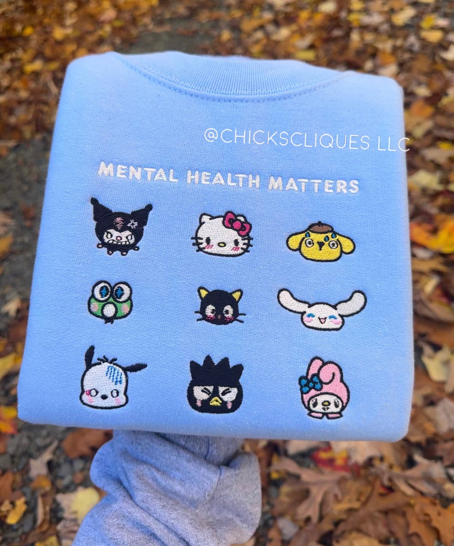 Mental Health Matters Friends Embroidery Crewneck Sweatshirt