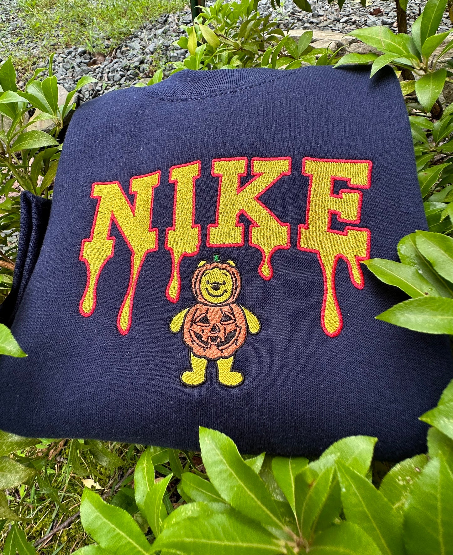 Honey Bear x Pumpkin Drip Embroidery Crewneck Sweatshirt