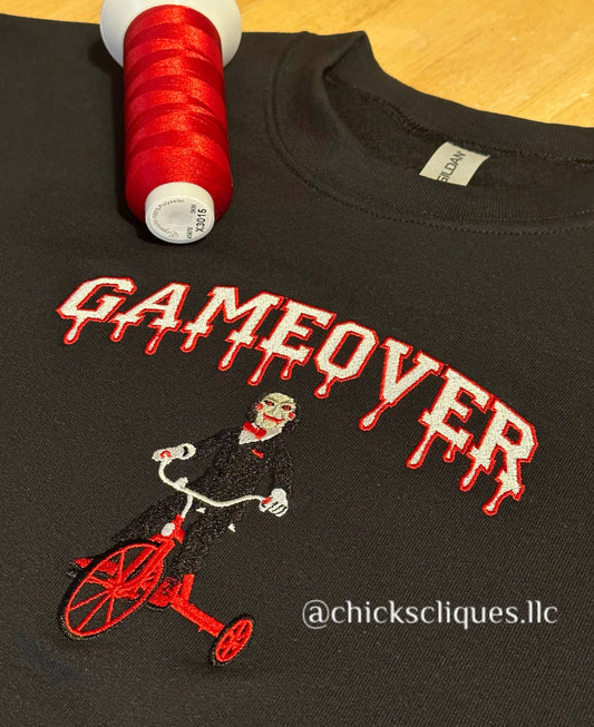 Jigsaw Game Over Drip Halloween 8x10 Embroidery Crewneck Sweatshirt