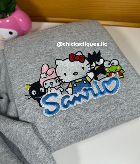 Sanrio Kitty and Friends Embroidery Crewneck Sweatshirt